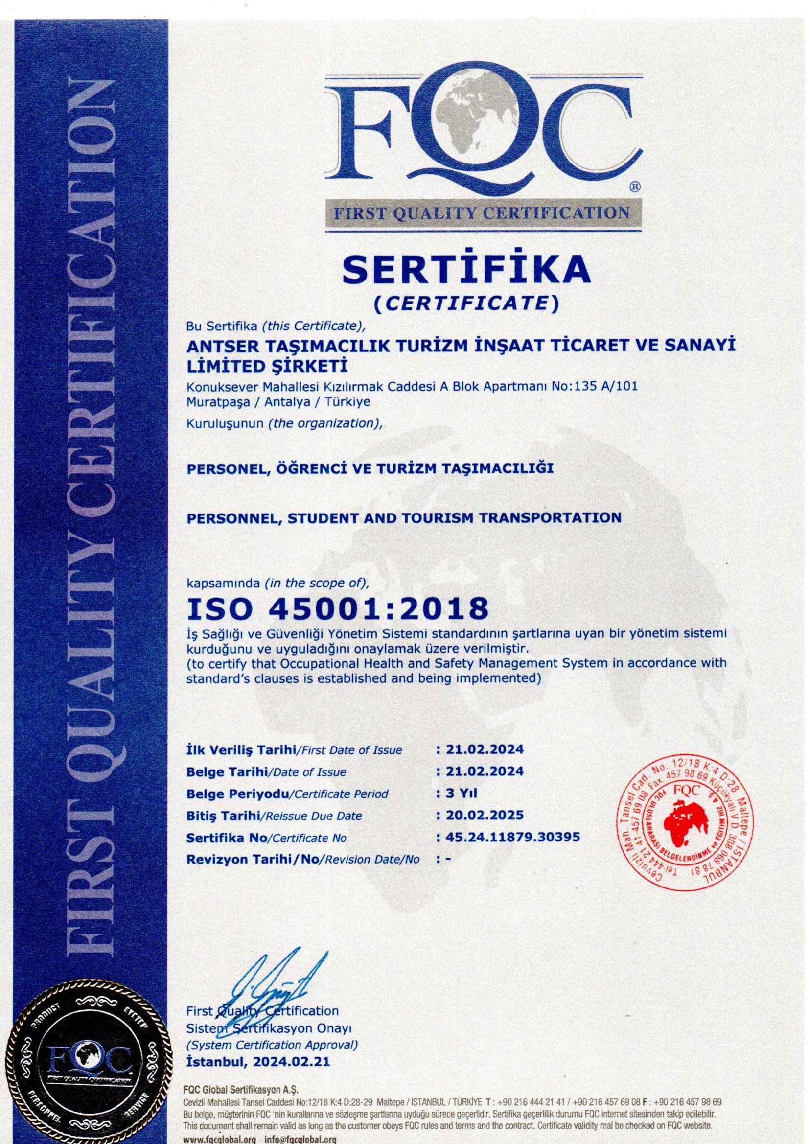 ISO 45001:2018 – İş Sağlığı ve Güvenliği